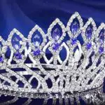 Queen Crown 50.4 Carat Round Brilliant Diamond & Sapphire 77.5 Gms 14K Gold