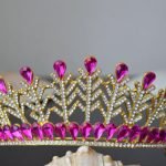 wedding crown 91 Carat Round Brilliant Diamond & Pink Tourmaline 71.9 Gms 14K Gold