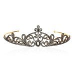 Antique Tiara 15 Carat Rose Cut Diamond 44.25 Gms 925 Sterling Silver