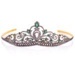 wedding crown 28 Carat Rose Cut Diamond & Emerald 52.875 Gms 925 Sterling Silver