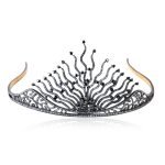 Vintage Crown 20 Carat Rose Cut Diamond & Black Stone 85 Gms 925 Sterling Silver