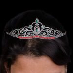 Flower Tiara 61.6 Carat Rose Cut Diamond & Emerald, Ruby 63.77 Gms 925 Sterling Silver