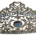 wedding crown 49.75 Carat Rose Cut Diamond & Blue Sapphire 68.54 Gms 925 Sterling Silver