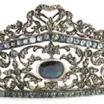 wedding crown 49.75 Carat Rose Cut Diamond & Blue Sapphire 68.54 Gms 925 Sterling Silver