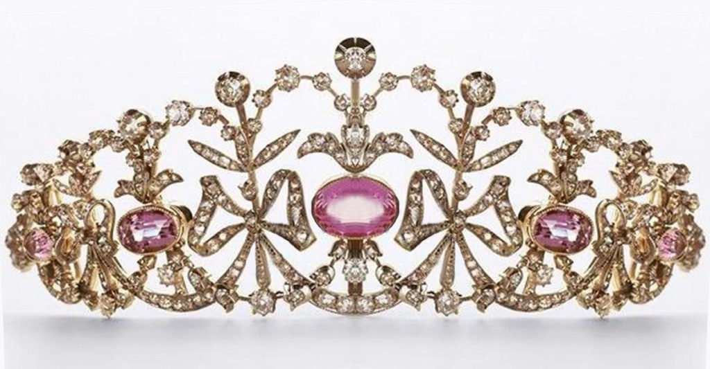 Flower Tiara 23.95 Carat Rose Cut Diamond & Ruby 64.44 Gms 925 Sterling Silver