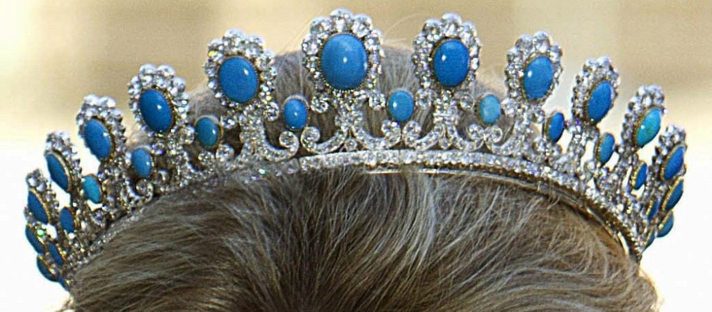 bridal tiara 52 Carat Rose Cut Diamond & Turquiose 75.95 Gms 925 Sterling Silver