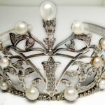Vintage Crown 58 Carat Rose Cut Diamond & Pearl 64.96 Gms 925 Sterling Silver