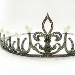 Birthday Tiara 31.22 Carat Rose Cut Diamond & Pearl 56.18 Gms 925 Sterling Silver