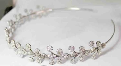 Wedding Headband 21.63 Carat Round Brilliant Diamond 61.684 Gms 14K Gold
