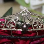 bridal tiara 8.33 Carat Rose Cut Diamond & Pearl 41.3 Gms 925 Sterling Silver