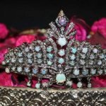 Art Deco Crown 36.6 Carat Rose Cut Diamond & Opal 53.4 Gms 925 Sterling Silver