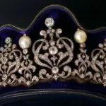 Art Deco Crown 28.4 Carat Rose Cut Diamond & Pearl 45.55 Gms 925 Sterling Silver