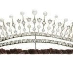 Pearl Tiara 17.91 Carat Round Brilliant Diamond & Pearl 34.9 Gms 14K Gold