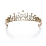Handmade Tiaras 7 Carat Rose Cut Diamond & 13 Carat Pearl 42 Gms 925 Sterling Silver
