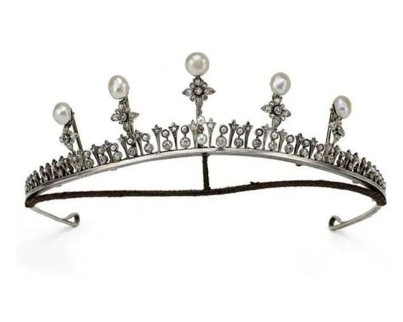 Pearl Headband 7 Carat Rose Cut Diamond & 18 Carat Pearl 35 Gms 925 Sterling Silver