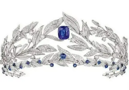 Girls Crown 8.99 Carat Rose Cut Diamond & 30 Carat Blue Sapphire 69.22 Gms 925 Sterling Silver