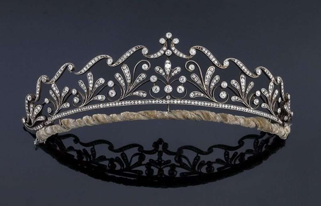 Princess Tiara 10.3 Carat Rose Cut Diamond 55 Gms 925 Sterling Silver