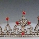 Girls Tiara 7.6 Carat Rose Cut Diamond & 28 Carat Ruby 43.5 Gms 925 Sterling Silver